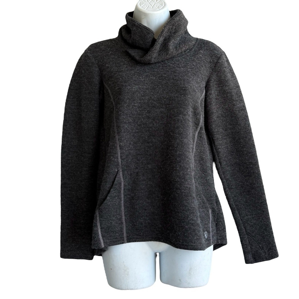 Kuhl Athena Pullover Womens Small Gray Merino Wool Blend Cowl Sweater Outdoor